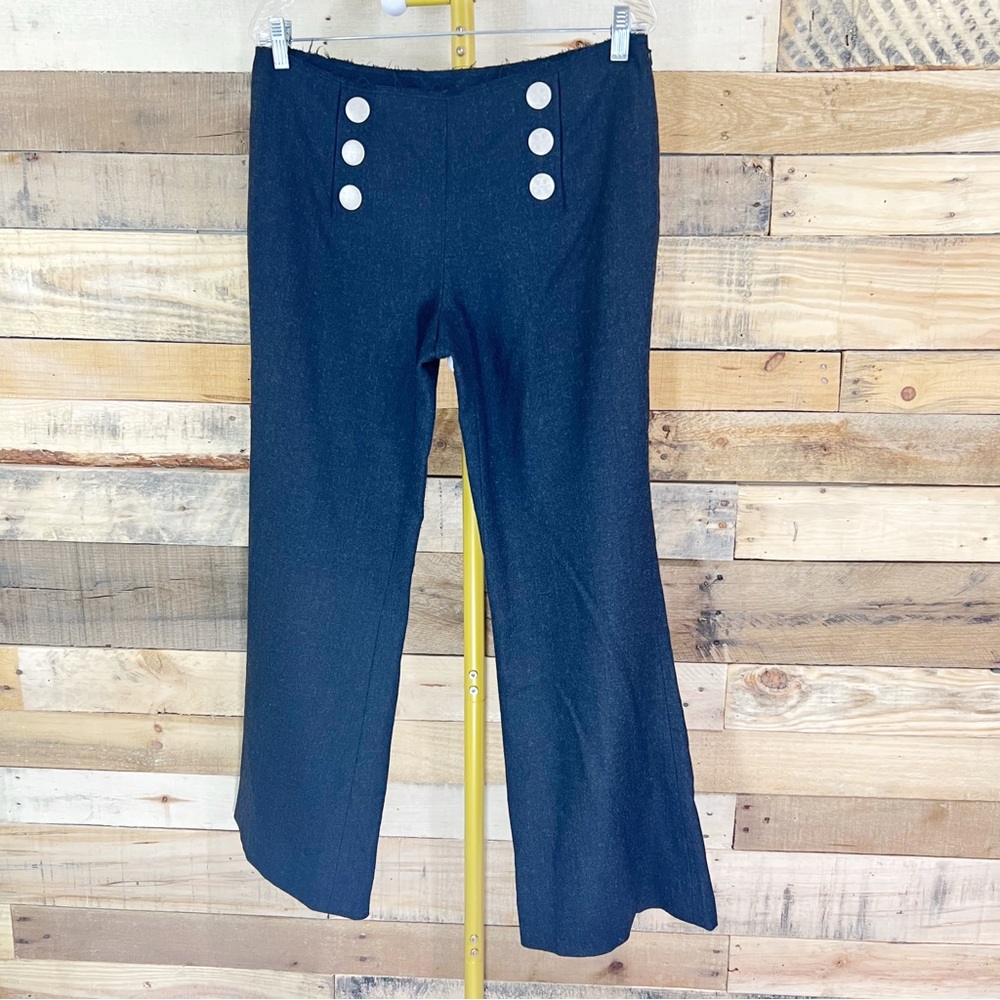 Tory Burch Gray Wool Sailor Flare Leg Pants